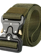 Unisex Tactical Belt, Adjustable Plastic Safety Buckle, Durable Stretchable Design for Hiking Camping and Casual Wear, Black, Sl