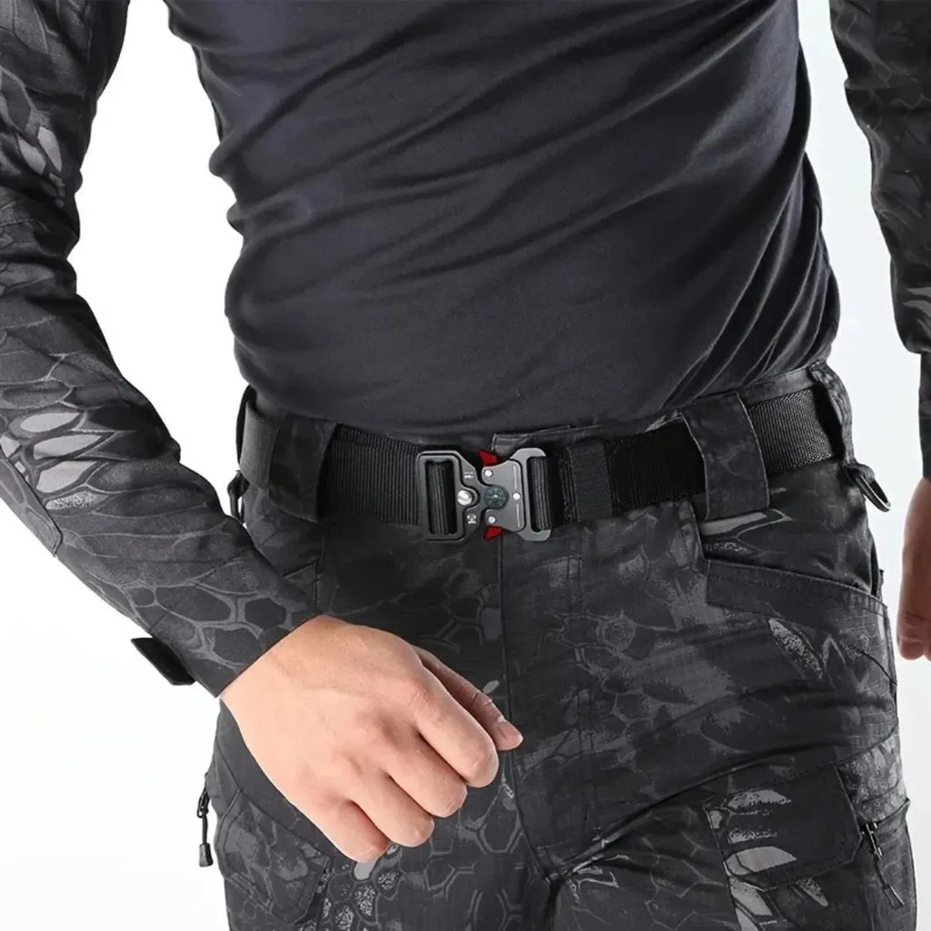 Unisex Tactical Belt, Adjustable Plastic Safety Buckle for Hiking Camping