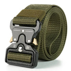 Unisex Tactical Belt, Adjustable Plastic Safety Buckle, Durable Stretchable Design for Hiking Camping and Casual Wear, Black, Sl