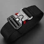 Unisex Tactical Belt, Adjustable Plastic Safety Buckle, Durable Stretchable Design for Hiking Camping and Casual Wear, Black, Sl
