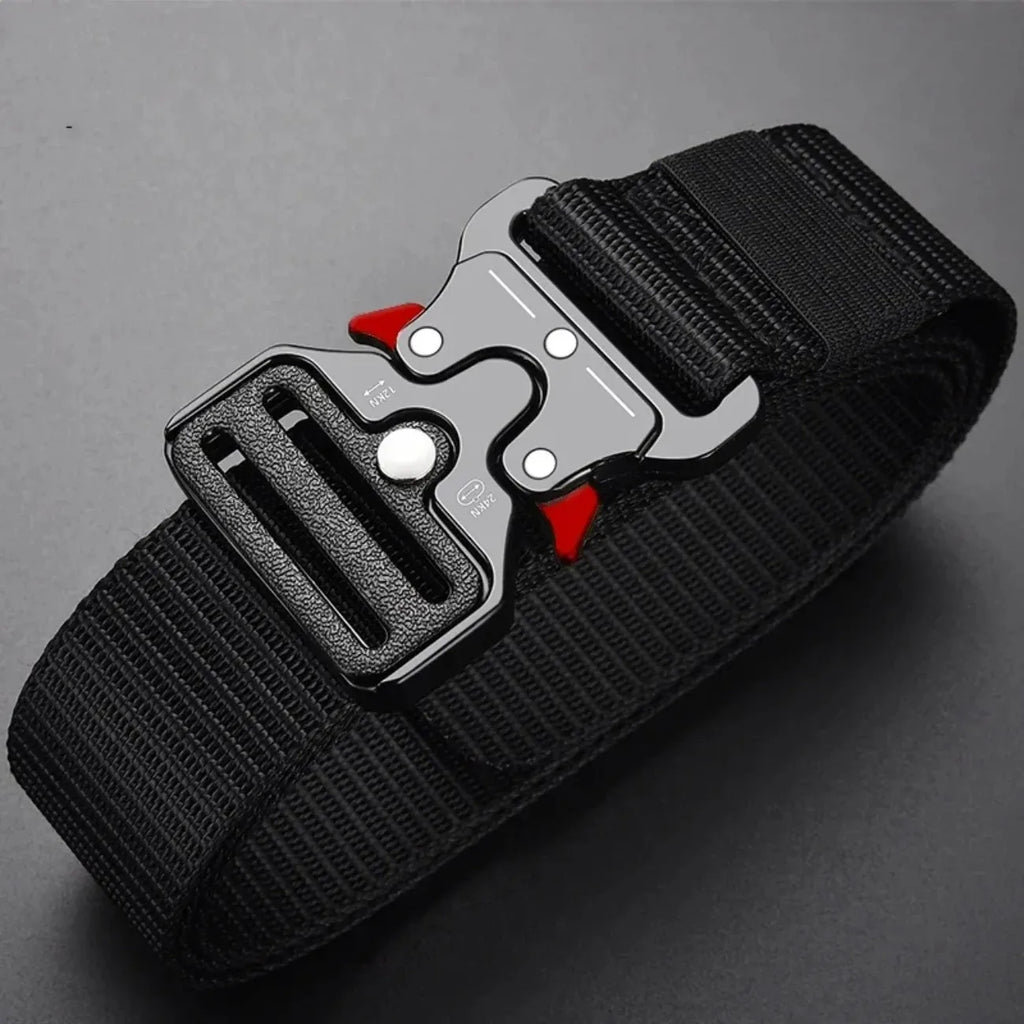 Unisex Tactical Belt, Adjustable Plastic Safety Buckle for Hiking Camping