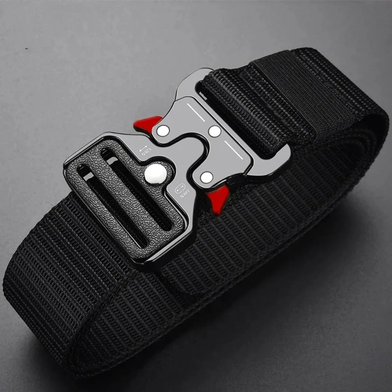 Unisex Tactical Belt, Adjustable Plastic Safety Buckle for Hiking Camping