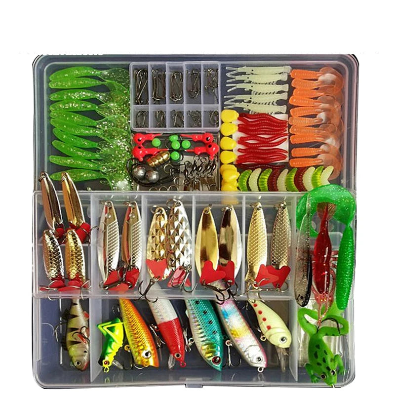Kit Fishing Lures Set Hard Artificial Wobblers Metal Jig Spoons Soft Lure Fishing