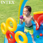 9.75 Foot x 6.3 Foot x 53 Inch Multicolor Rainbow Slide Inflatable Pool with Water Slide