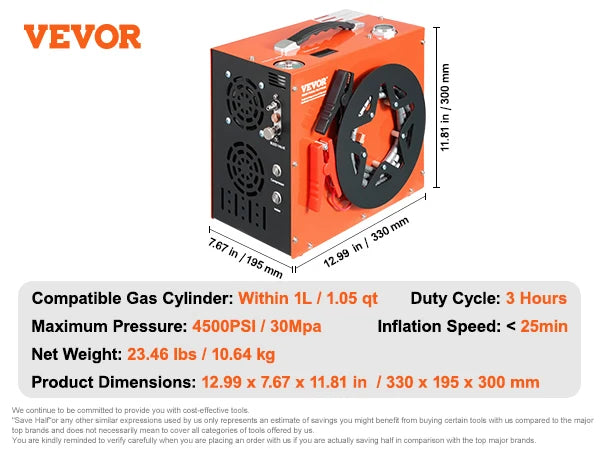 air Compressor 4500PSI/30Mpa Portable PCP Airgun Compressor - Built-in Auto-Stop