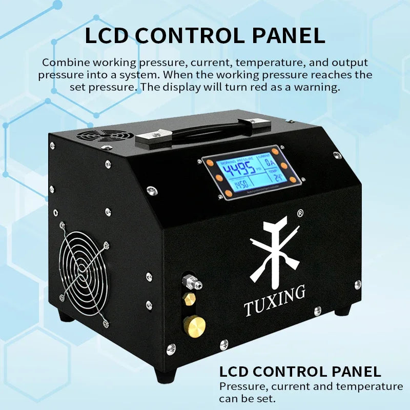 300bar PCP Air Compressor 4500psi LCD Display Digital Control Compressor