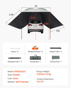 Retractable Car  Awning with Waterproof Storage Bag for Truck SUV Van Campers
