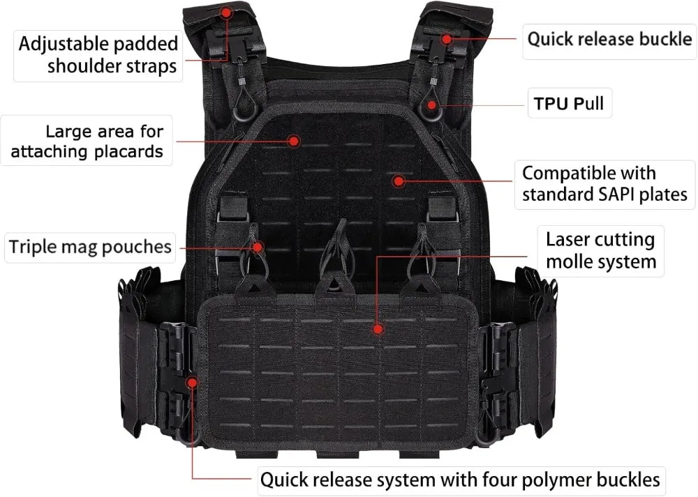 Men's Tactical Outdoor Vest Quick Release Adjustable