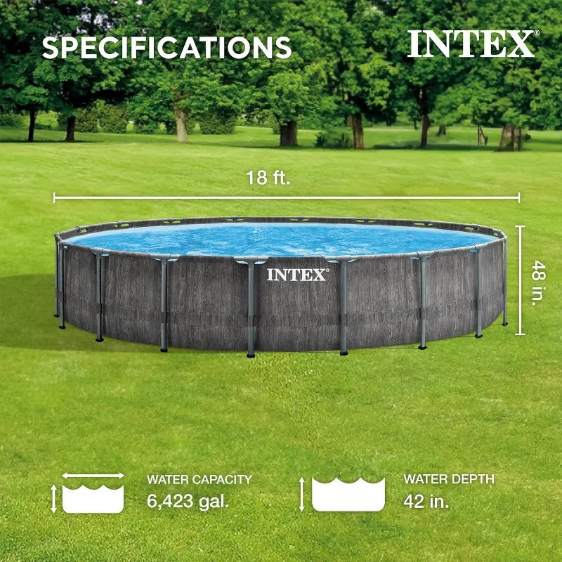 Round Above Ground Outdoor Swimming Pool Set with Filter Pump, Ladder, Ground Cloth, and Pool Cover,