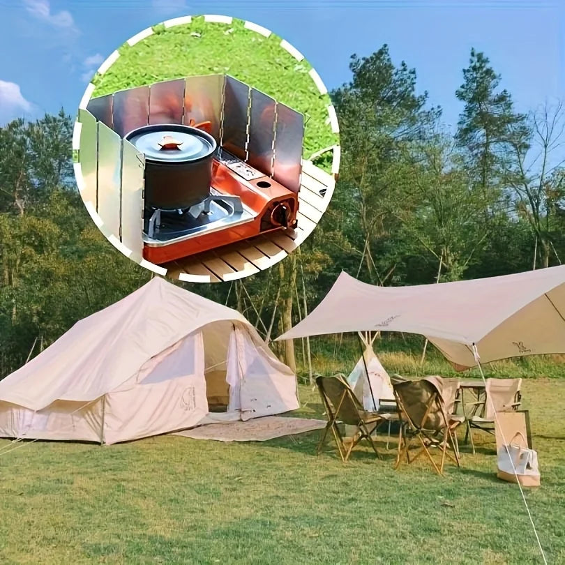 Portable Folding Metal Wind Shield for Outdoor Cooking - Adjustable Angle for Camping, Picnic & Grill