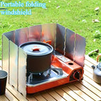 Portable Folding Metal Wind Shield for Outdoor Cooking - Adjustable Angle for Camping, Picnic & Grill