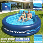 Inflatable Pool with Seats and HeadrestOversized Pool for Adults and kids