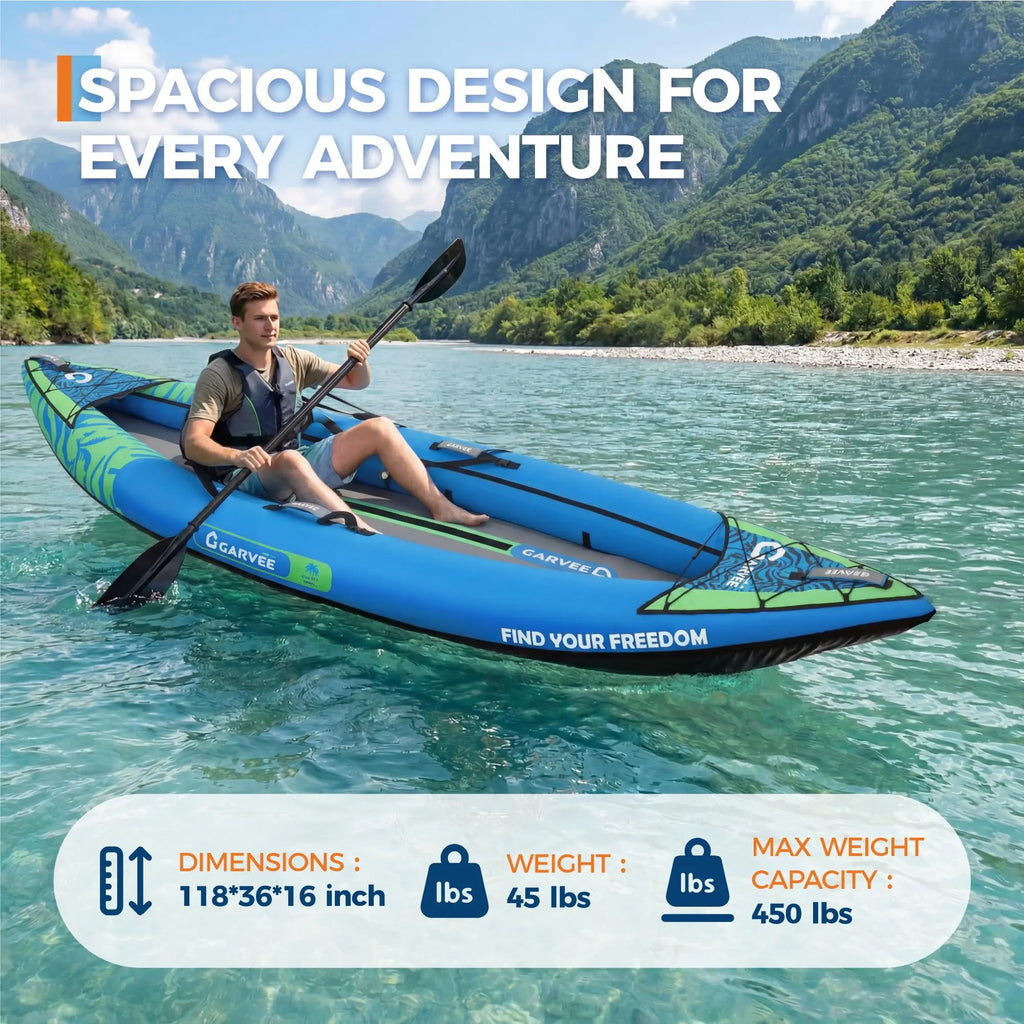 2 Person Inflatable Kayak Portable Fishing Touring Boat Heavy Duty Canoe