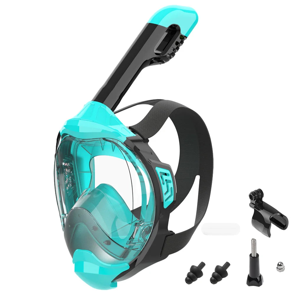 Full Face Snorkel Mask with Latest Dry Top Breathing System Detachable Camera Mount