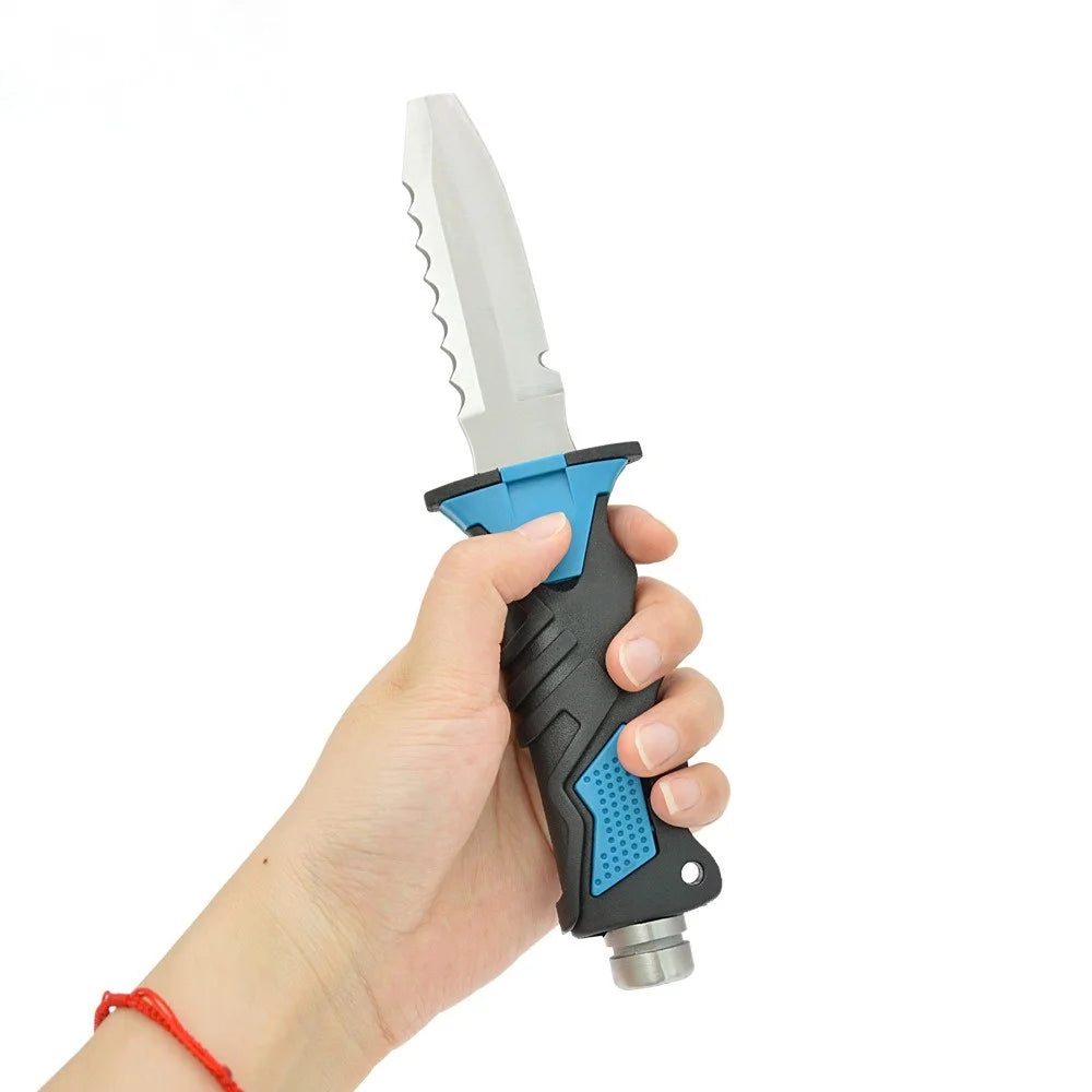 Outdoor Dive Rescue Knife Stainless Steel Leg Straps Emergency Rope Cutter Tactical Fixed Blade for Camping Survival Fishing