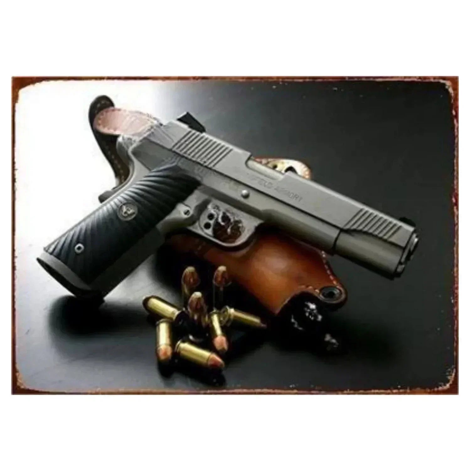 2D Metal Decor Exquisitely Designed Pisto Embodying Military Sophistication, T