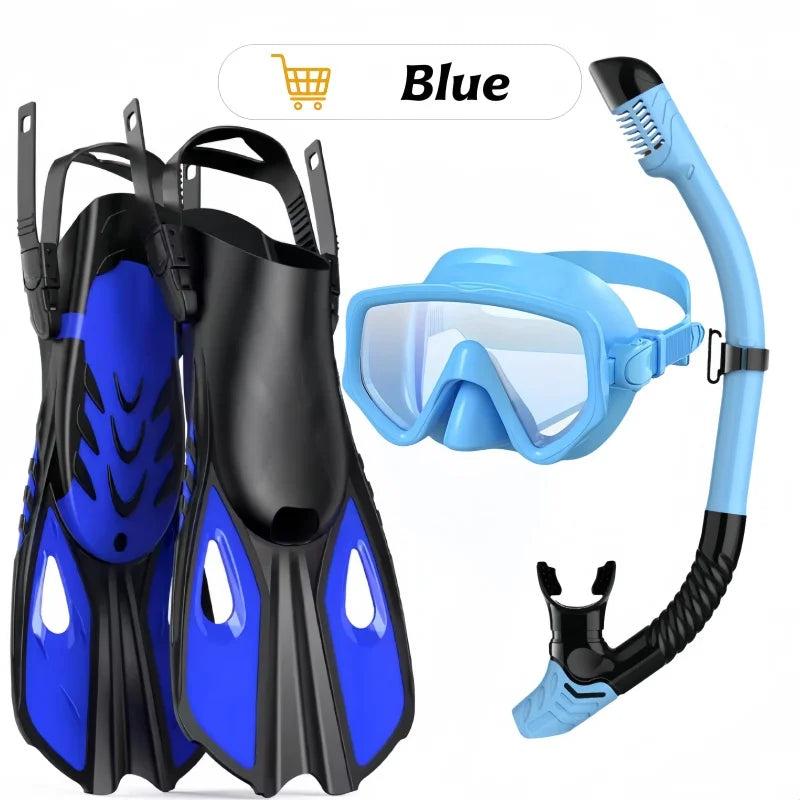 Mask Fin Snorkel Set Snorkel Gear for Adult Panoram Mask Adjustable Dive Flipper  Snorkel