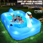 Solar LED Inflatable Pool for Adults and Kids, Large Family Backyard Swimming Pool with Lights, 100x63x20 Inches