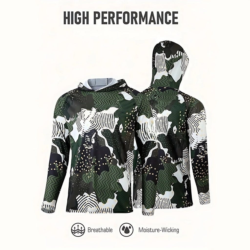 Fishing Shirt Hooded Men Fishing Clothes Outdoor Summer Mask Hoodie