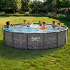 16' x 48" Above Ground Pool, Round Metal Frame Pool Set with Sand Filter
