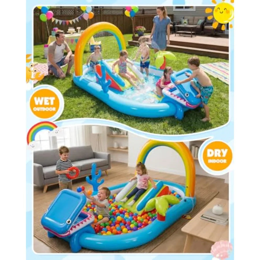 Inflatable Play Center Outdoor/Indoor 98 × 64 × 39 in Kid Pool Slide