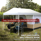 Pop Up  Tent for 10x10ft & 10x20ft, Converts to Camping Shelter, Fits 4-6 Person