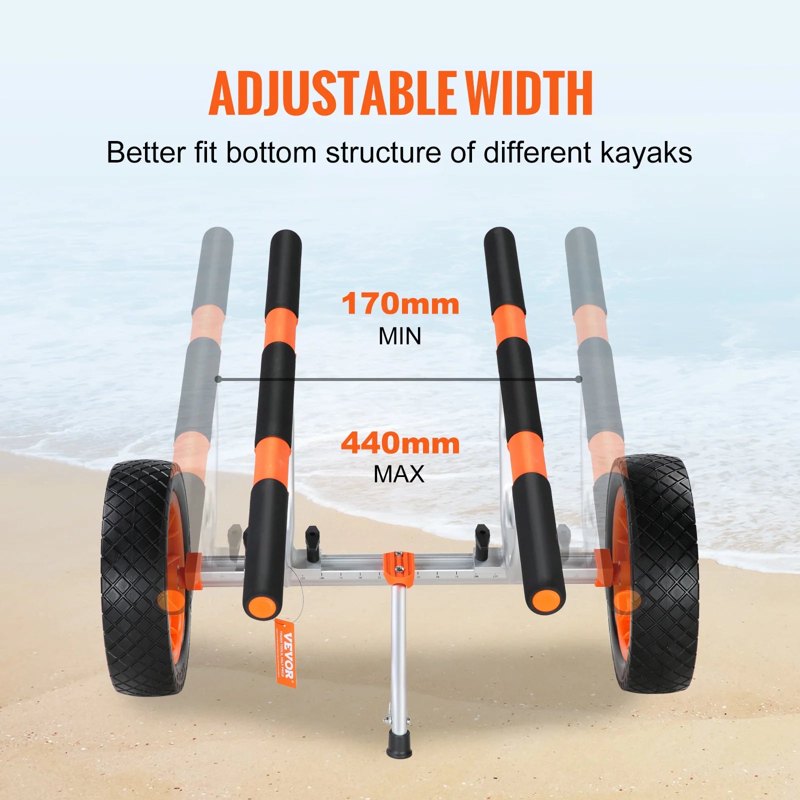 Kayak Cart 450lbs Detachable Canoe Trolley Cart with 12'' Tires