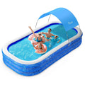 Large Inflatable Swimming Pool with Canopy, 150” x 70” x 20”