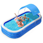 Large Inflatable Swimming Pool with Canopy, 150” x 70” x 20”