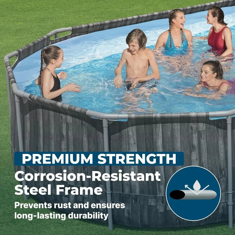 Power Steel 20’ x 12’ x 48” Above Ground Pool, Oval Metal FrameSwimming Pool Set with Filter Pump, Ladder