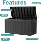 UV-Resistant 100 Gallon Outdoor Storage Box for Deck, Patio, and Pool (Black)