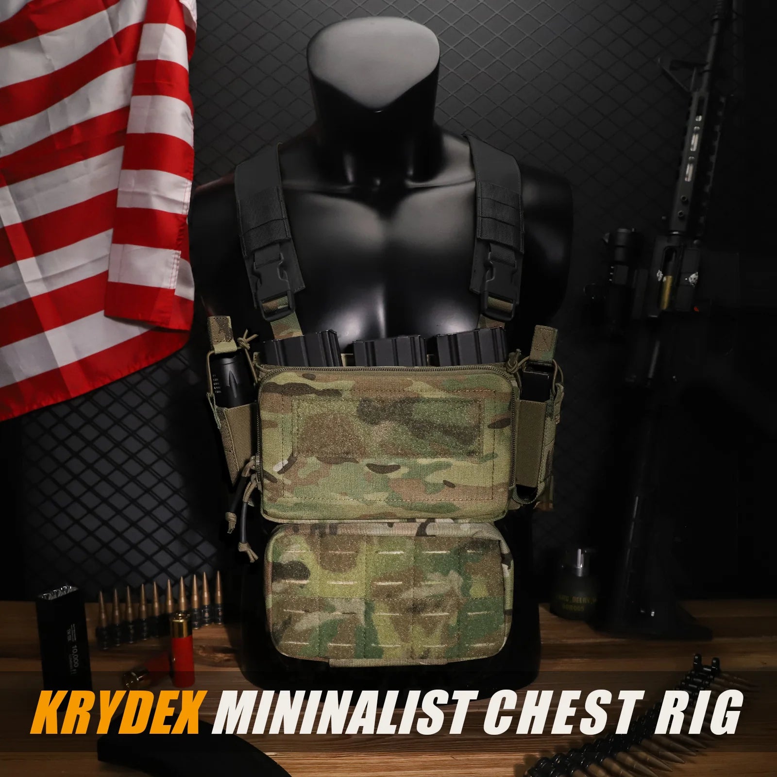 Tactical Micro D3CR Chest Rig with Triple 5.56 7.62 9mm Magazine Pouch