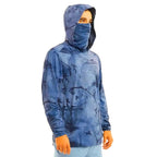 Long-sleeved T-shirt for Men - Sunscreen Hooded Jacket - Protective Face Mask - One-piece Long-sleeved Jacket