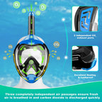 Full Face Snorkel Mask with Latest Dry Top Breathing System Detachable Camera Mount
