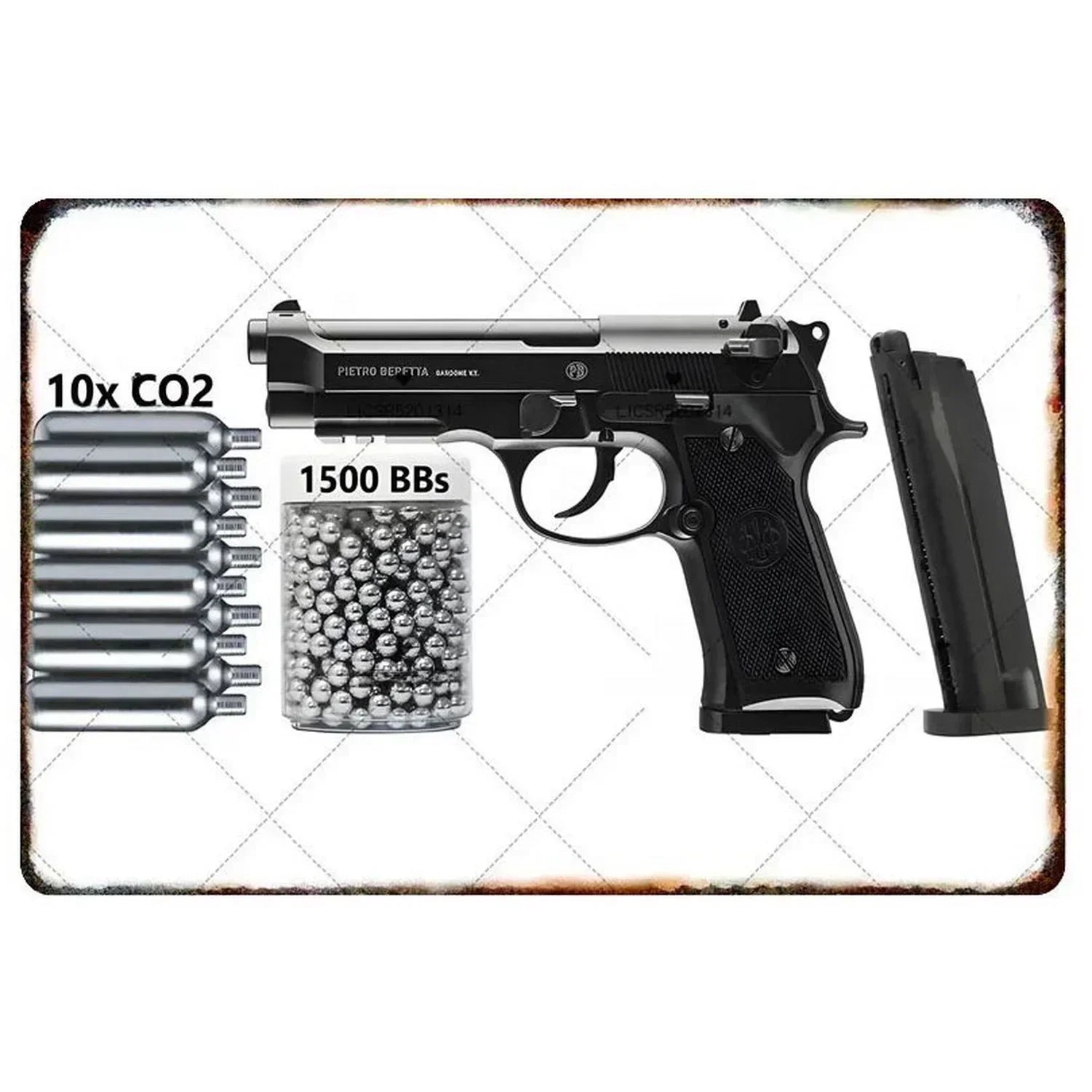 2D Metal Decor Exquisitely Designed Pisto Embodying Military Sophistication, T
