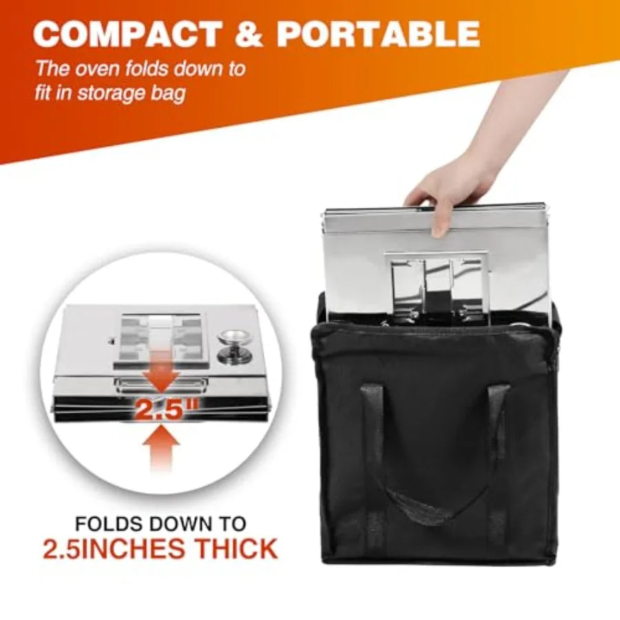Lineslife Foldable Camping Oven 2 Tier Grill PortablelPropane Wood Camping Stove