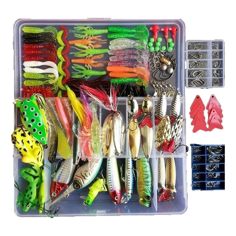 Kit Fishing Lures Set Hard Artificial Wobblers Metal Jig Spoons Soft Lure Fishing