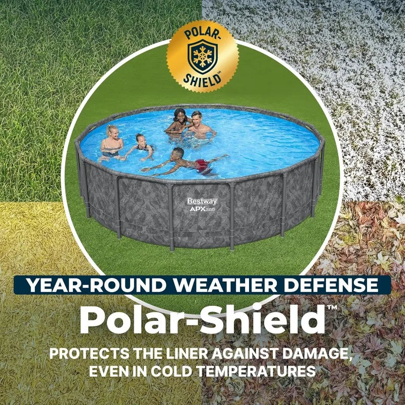 16' x 48" Above Ground Pool, Round Metal Frame Pool Set with Sand Filter