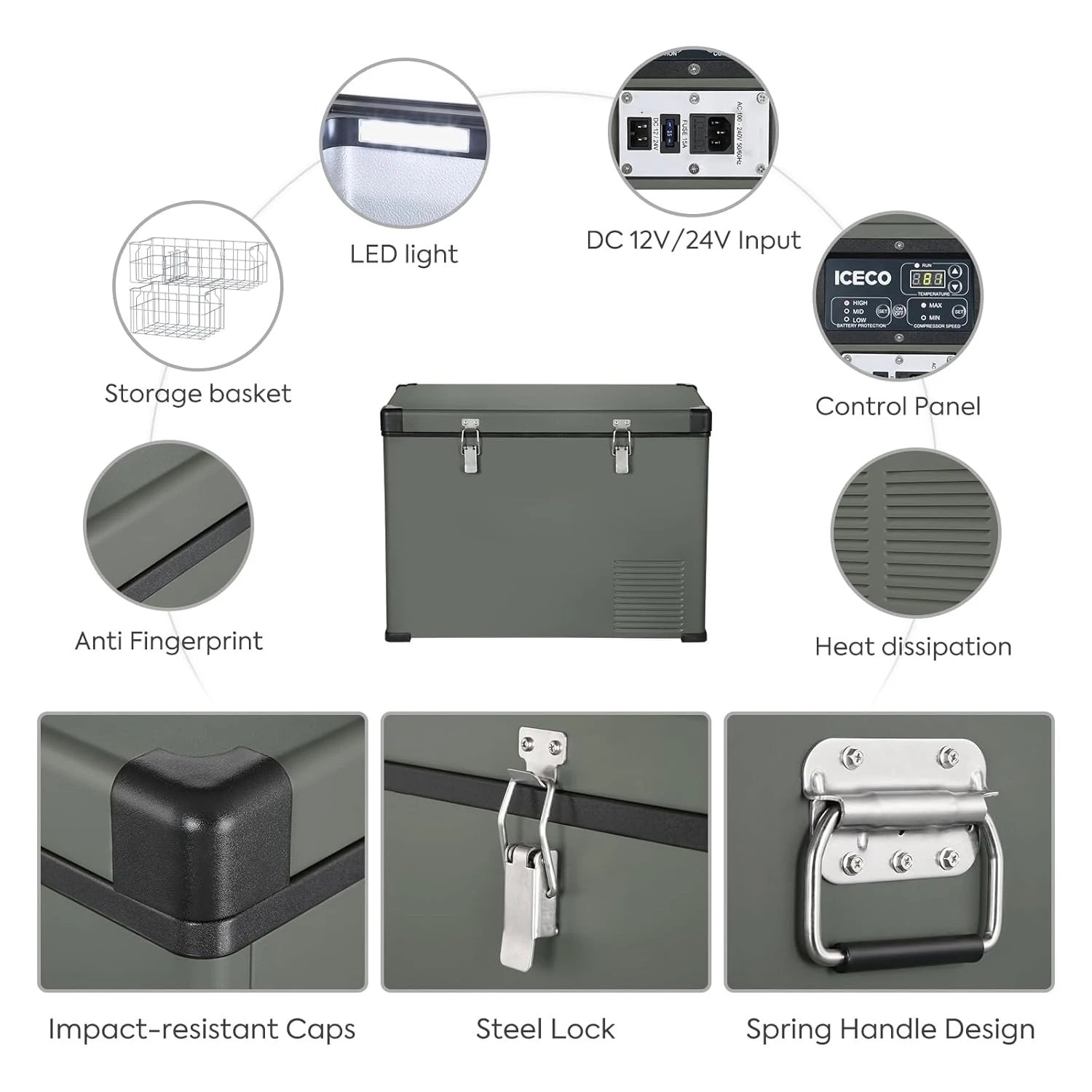 VL45 Portable Refrigerator with SECOP Compressor DC 12/24V, AC 110-240V,,