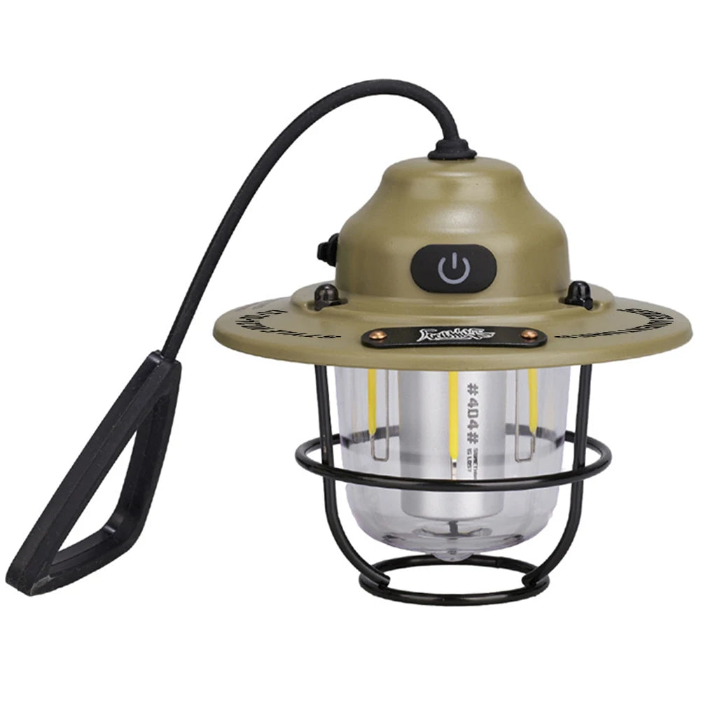 LED Camping Lantern Dimming Emergency Lamp Type C Charging Retro Camping Light 4 Light Modes Multifunction for Fishing Camping
