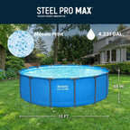 15’ x 48" Above Ground Pool, Round Metal Frame Swimming Pool for Backyard, Blue, Pool ONLY,