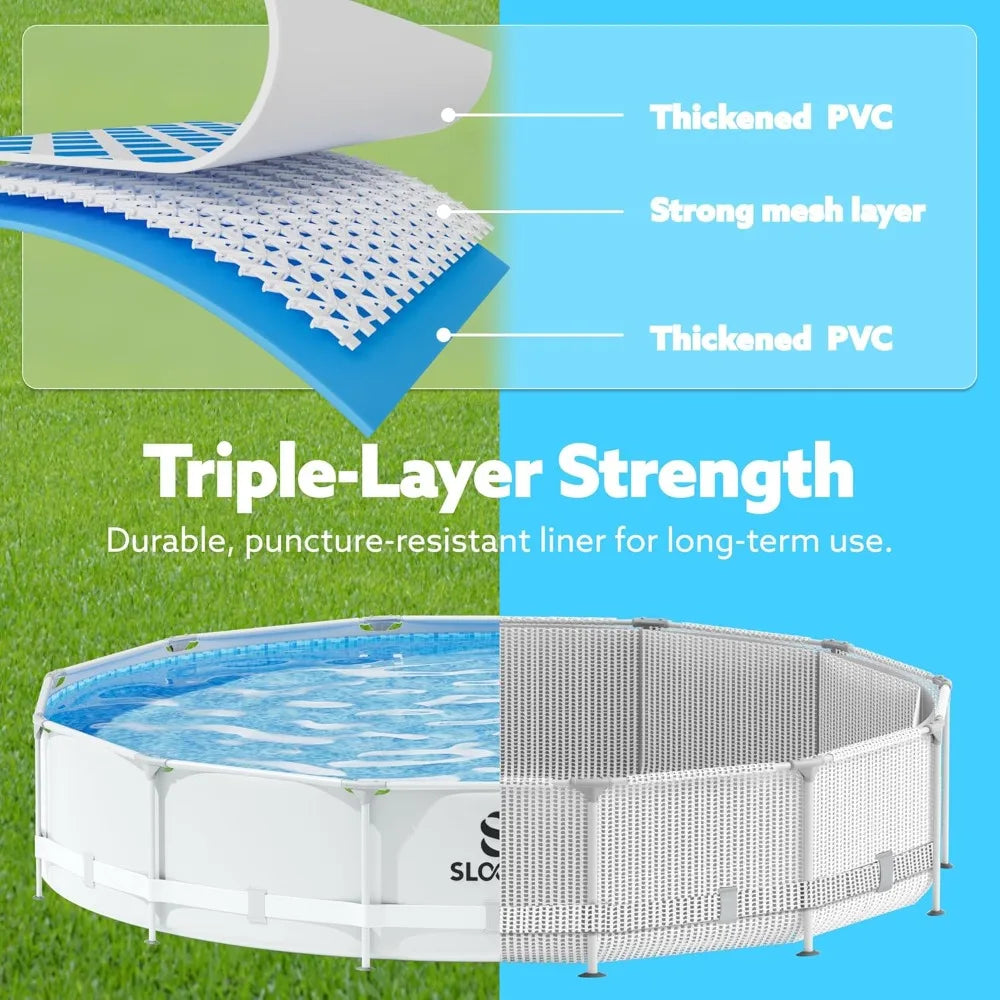 12ft x 30inch Outdoor Round Frame Above Ground Pool Set with Filter Pump