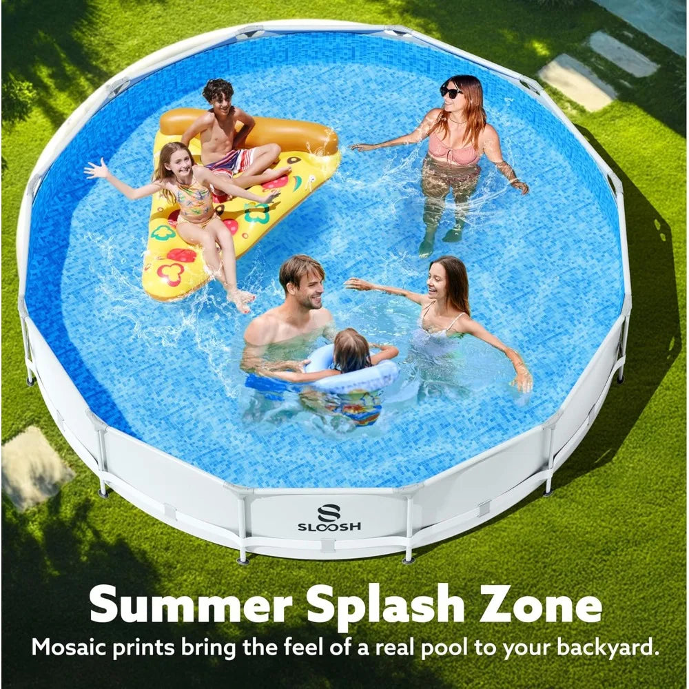 12ft x 30inch Outdoor Round Frame Above Ground Pool Set with Filter Pump