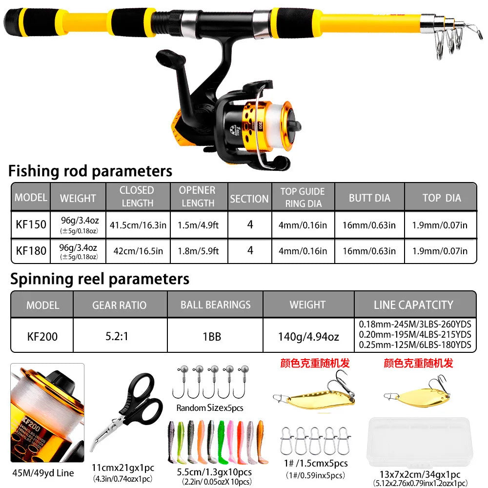 Fishing Rod And Reel Bait Full Kit