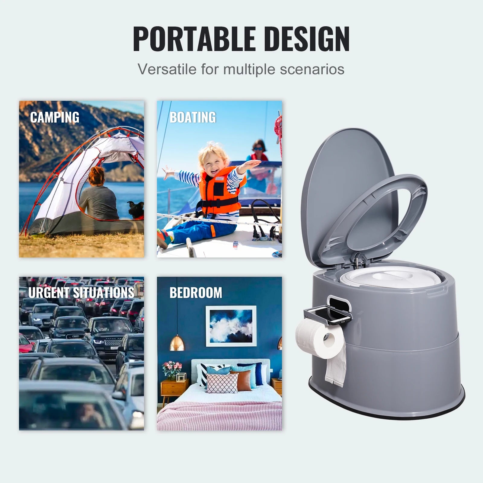 Portable Toilet for Camping Porta Potty with 1.3G Detachable Inner Bucket