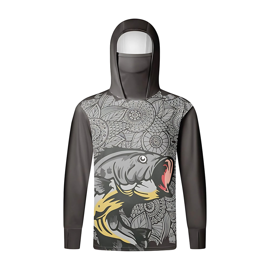 Fishing Shirt Hooded Men Fishing Clothes Outdoor Summer Mask Hoodie