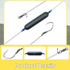 Catfish Fishing Rig - Wood Float & PE Line Single Hook Kit for Carp | Multiple Sizes