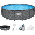 16' x 48" Above Ground Pool, Round Metal Frame Pool Set with Sand Filter