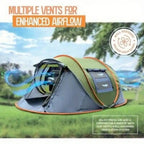 Camping Tent - 4-Person Easy Pop Up Tent with 2 Doors -