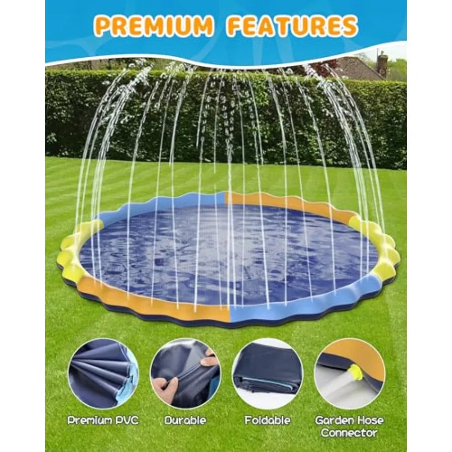Splash Pad for and kids Dogs 124in Non-Slip Sprinkler Mat